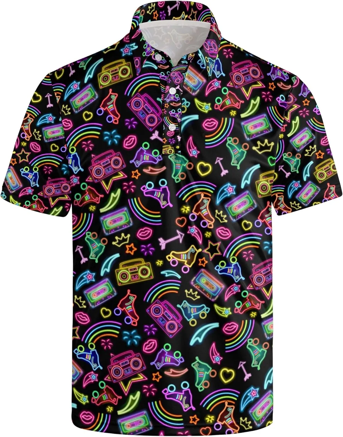Men's Polo Shirt Funny Golf Shirts Quick Dry Print Performance Short Sleeve Collared Golf Polo Shirts for Men, S-4XL