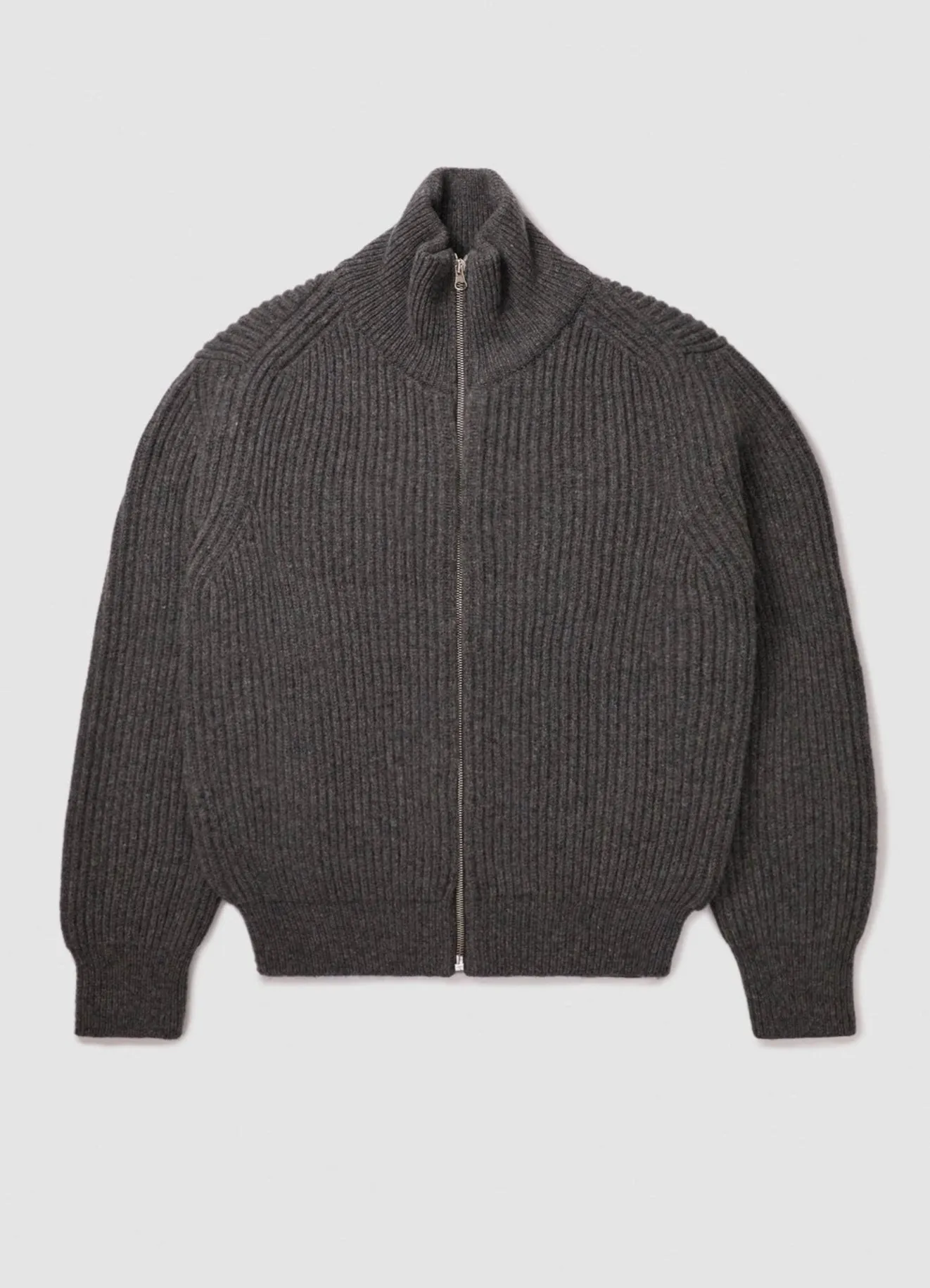 Mens Rea Rib Zip Jacket in Derby Grey