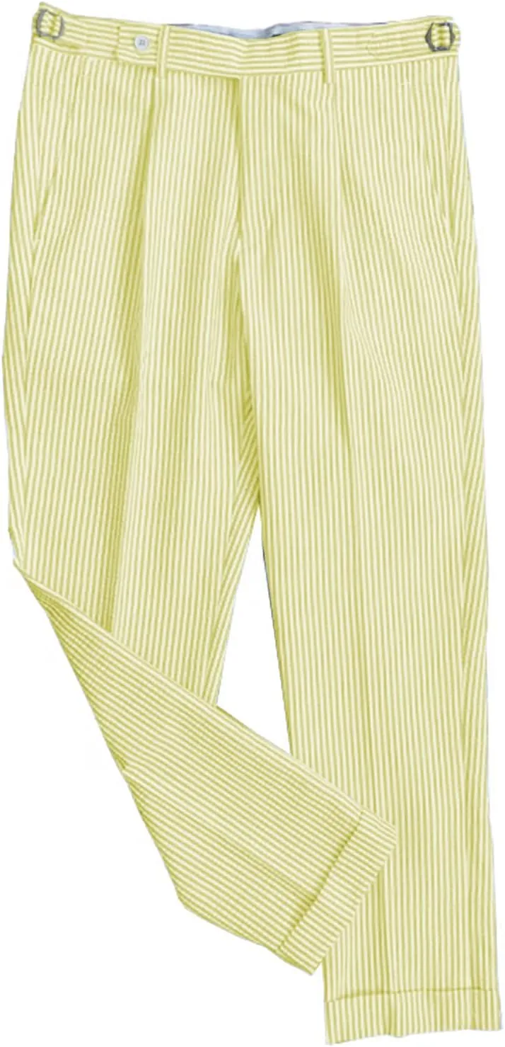 Men's Seersucker Pants Slim Fit Pants Casual Work Long Pants Wedding Parties Stripe Dress Pants