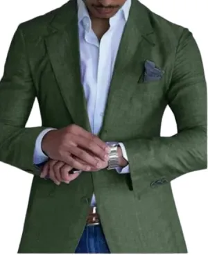 Men's Two Button Plaid Blazer Grey