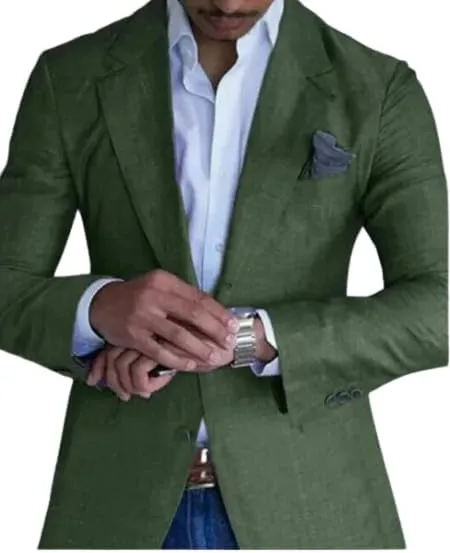 Men's Two Button Plaid Blazer Grey