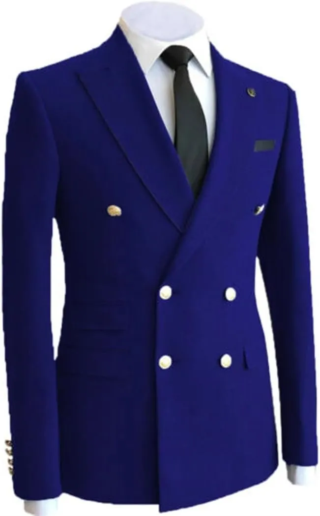 Mens Wedding Suits Jacket Formal Double Breasted Slim Fit Wool Blend Blazers Tuxedos Prom Dress Coat