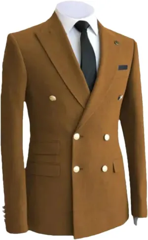 Mens Wedding Suits Jacket Formal Double Breasted Slim Fit Wool Blend Blazers Tuxedos Prom Dress Coat