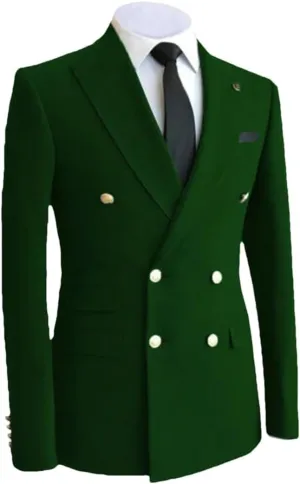 Mens Wedding Suits Jacket Formal Double Breasted Slim Fit Wool Blend Blazers Tuxedos Prom Dress Coat