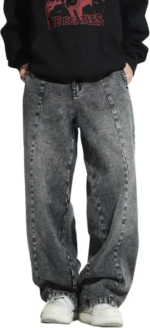 Men's Y2K Hip Hop Street Jeans Gothic Baggy Jeans Wide Leg Denim Pants