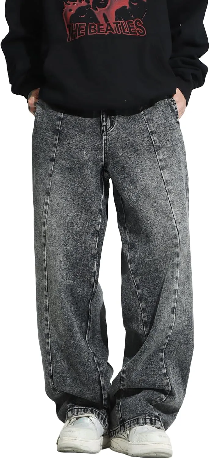 Men's Y2K Hip Hop Street Jeans Gothic Baggy Jeans Wide Leg Denim Pants