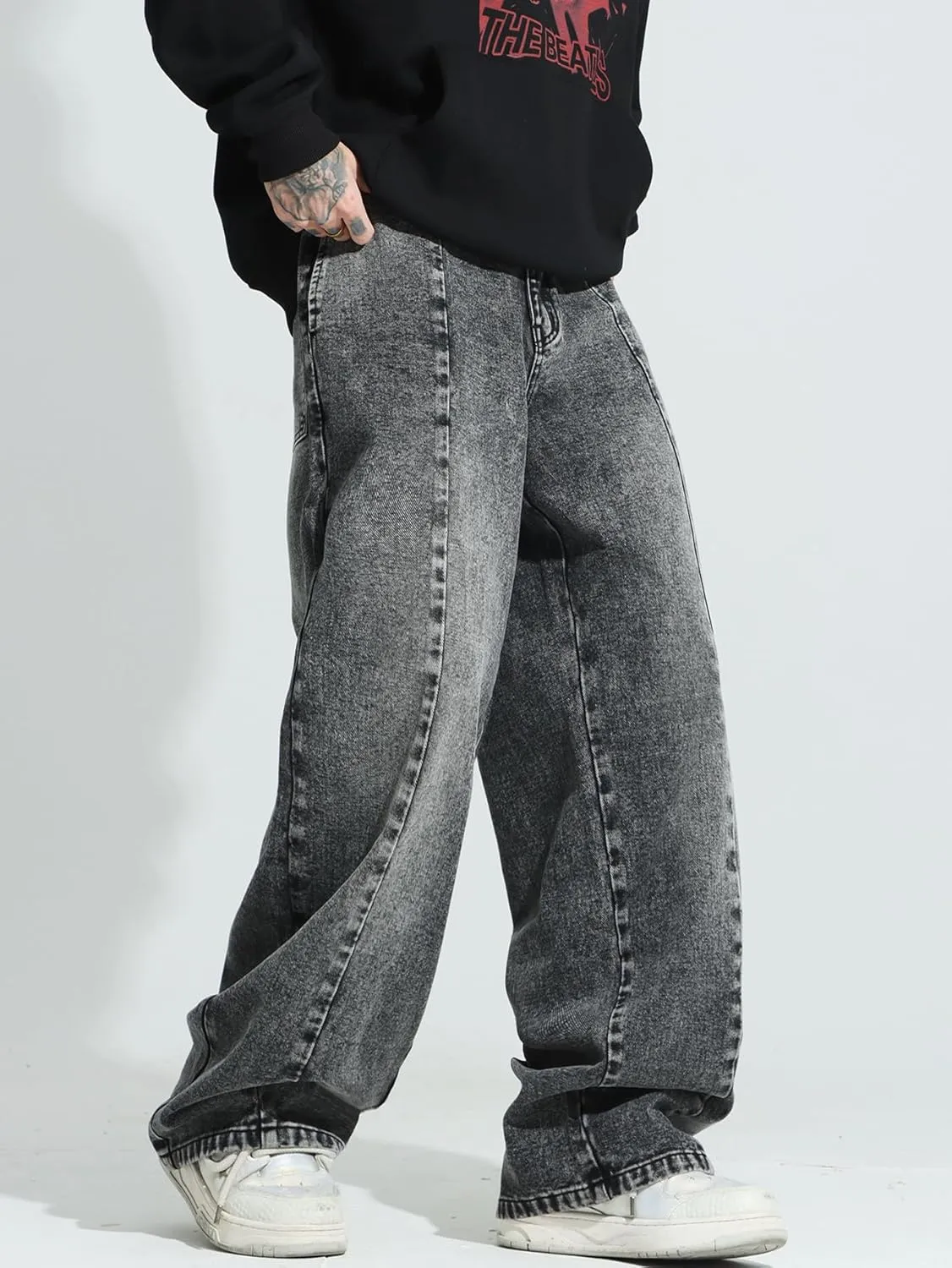 Men's Y2K Hip Hop Street Jeans Gothic Baggy Jeans Wide Leg Denim Pants