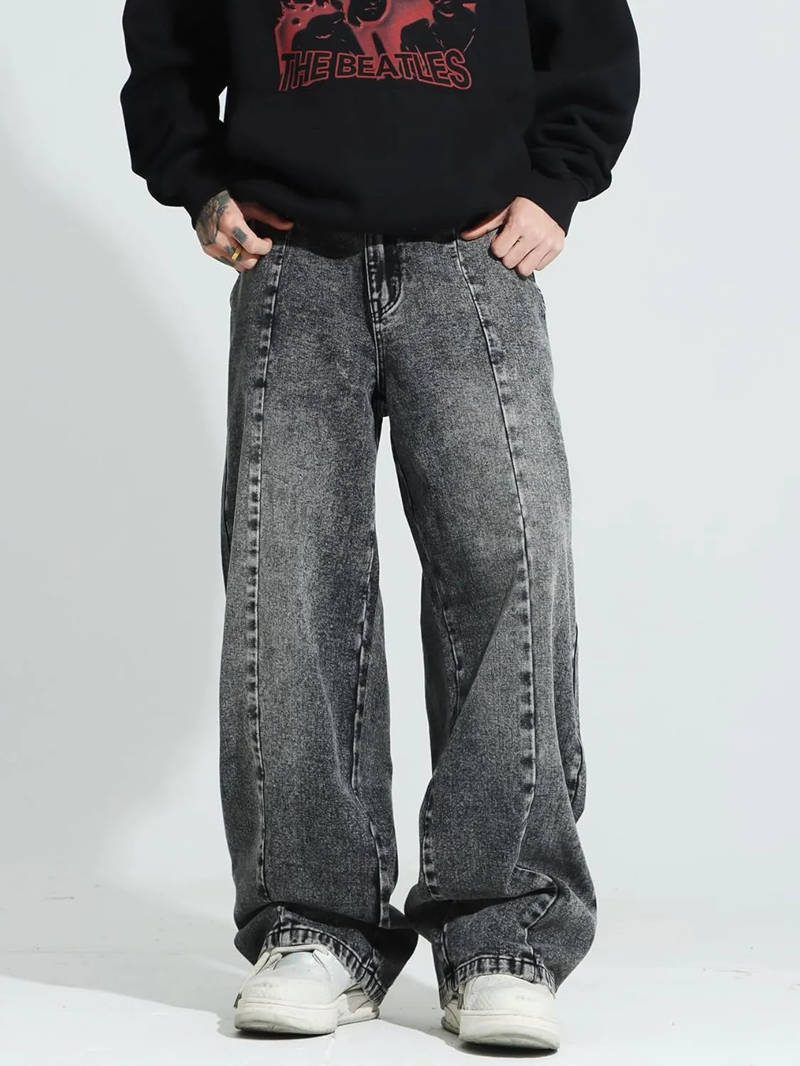 Men's Y2K Hip Hop Street Jeans Gothic Baggy Jeans Wide Leg Denim Pants