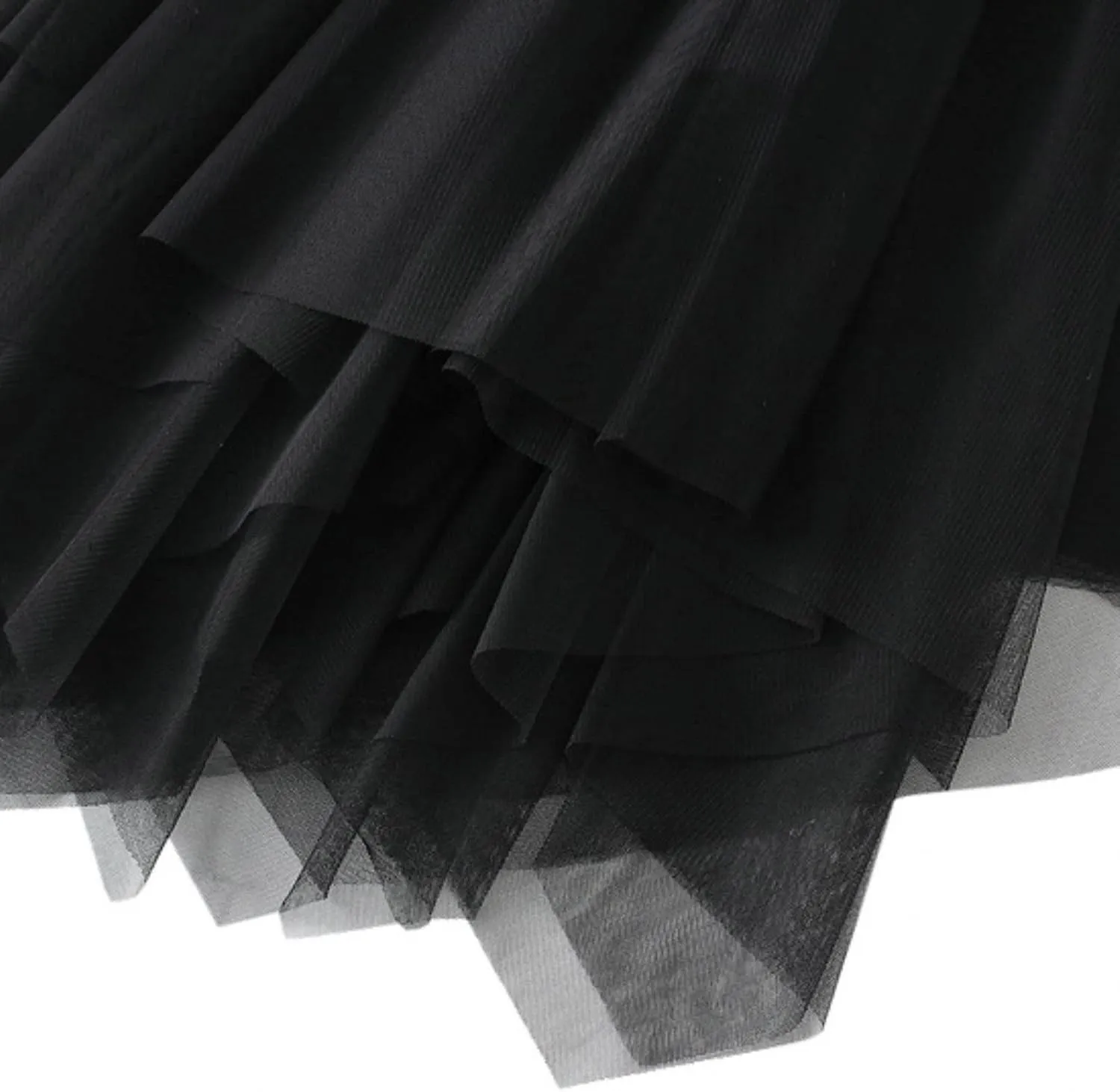 Mesh Layered Midi Irregular Tulle Skirt Women Summer High Waist Up Party Petticoat Skirt Women's Elegant Mint