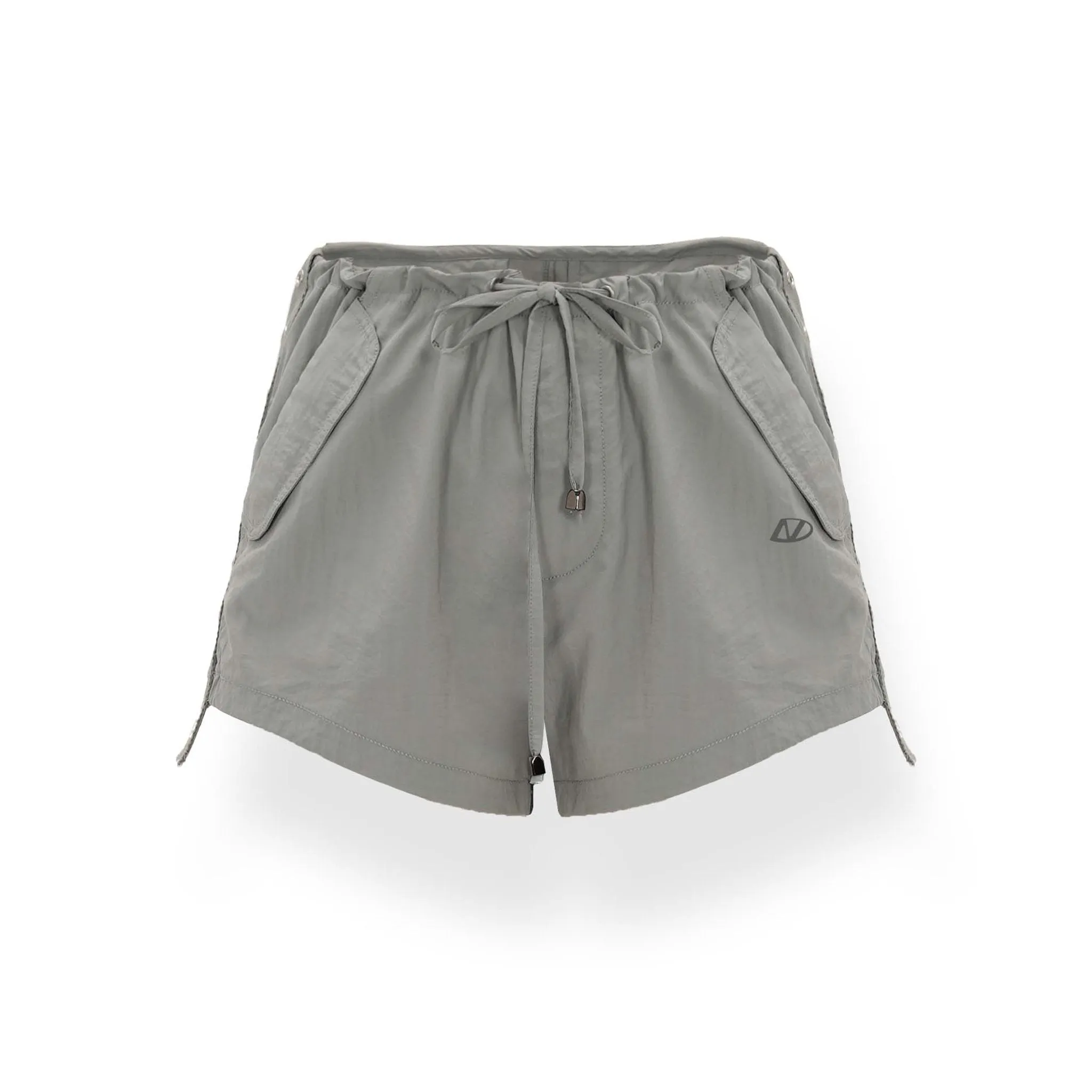 Mid-Rise Drawstring Casual Shorts Gray