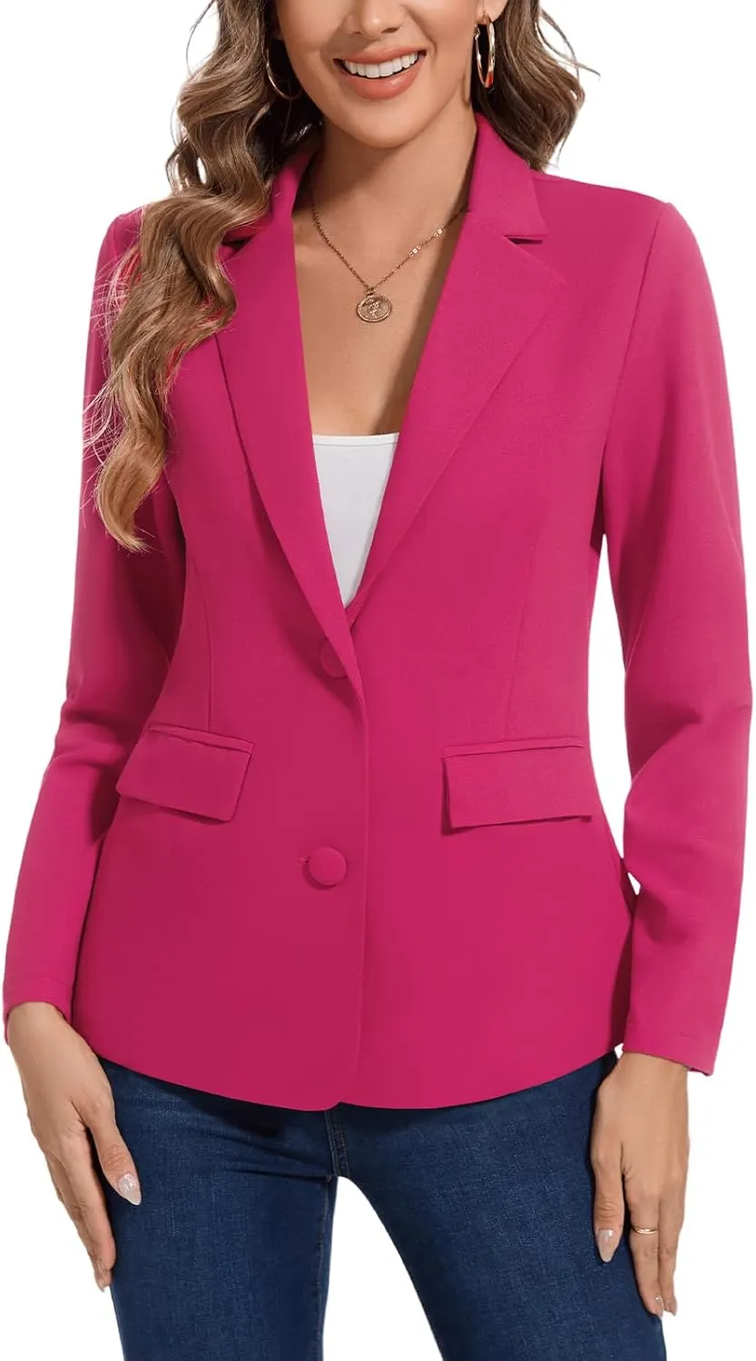 MINTLIMIT Blazers for Women Long Sleeve Button Front Blazer Notch Lapel Casual Work Office Suit Jackets with Pocket