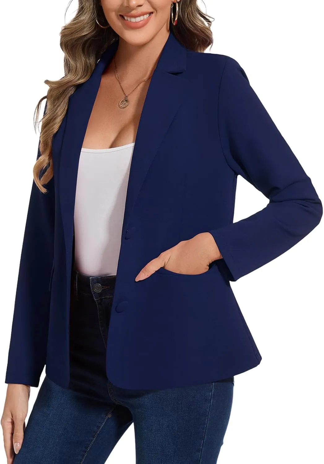 MINTLIMIT Blazers for Women Long Sleeve Button Front Blazer Notch Lapel Casual Work Office Suit Jackets with Pocket