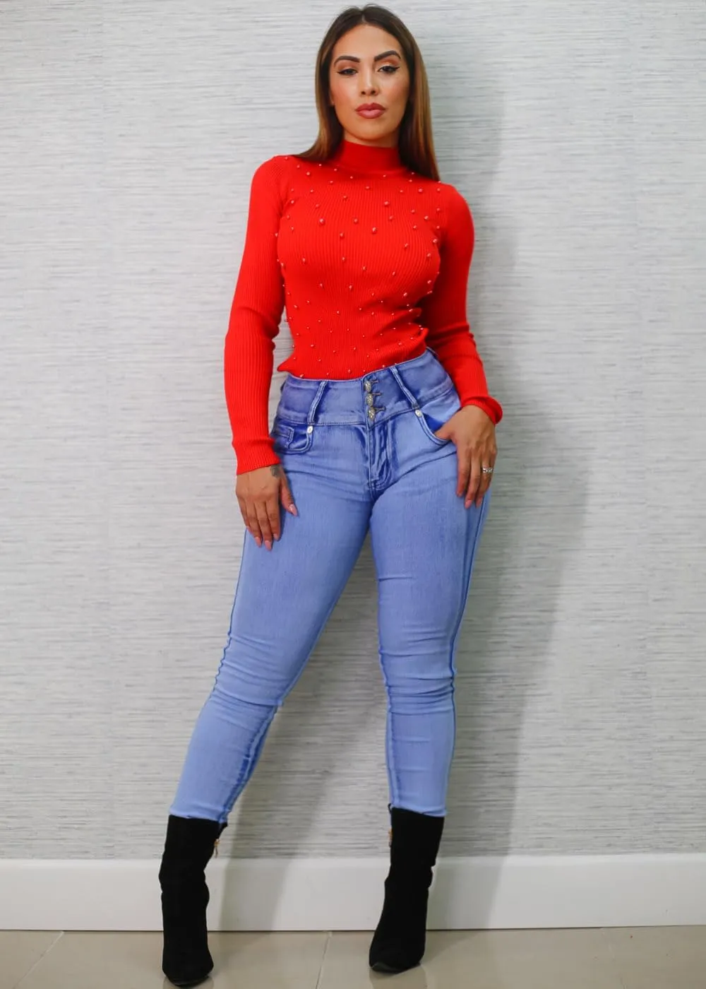Moda Xpress High Waisted Butt Lifting Jeans for Women - Colombian Design Jeans Levanta Cola
