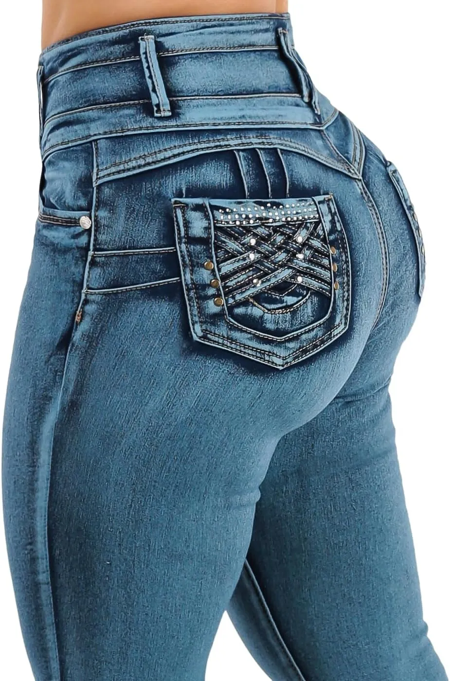 Moda Xpress Super High Waisted Butt Lifting Jeans for Women - Levanta Cola Skinny Jeans
