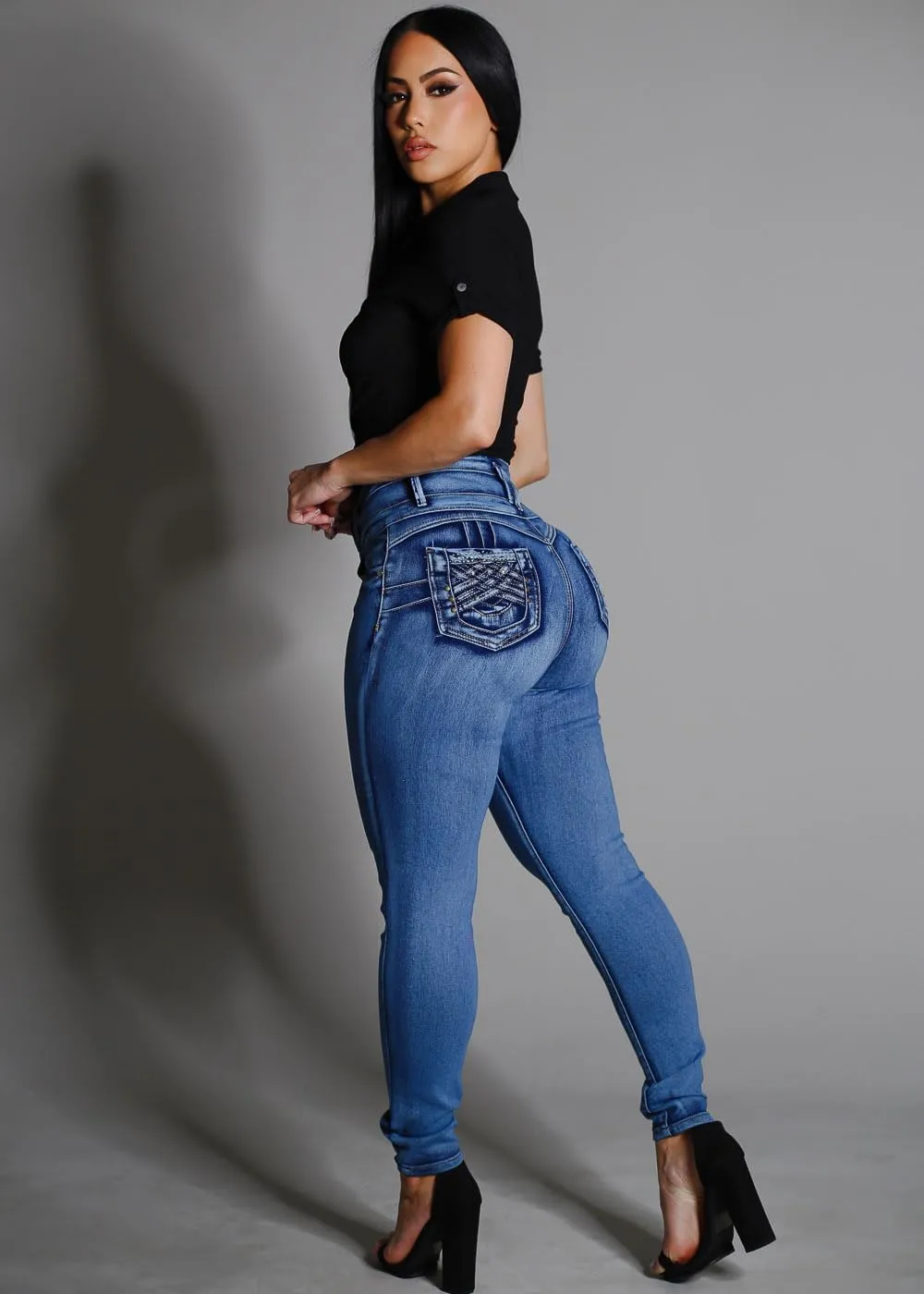 Moda Xpress Super High Waisted Butt Lifting Jeans for Women - Levanta Cola Skinny Jeans