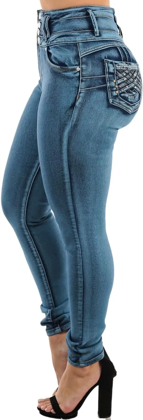 Moda Xpress Super High Waisted Butt Lifting Jeans for Women - Levanta Cola Skinny Jeans
