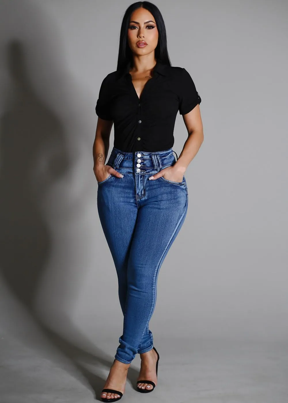 Moda Xpress Super High Waisted Butt Lifting Jeans for Women - Levanta Cola Skinny Jeans