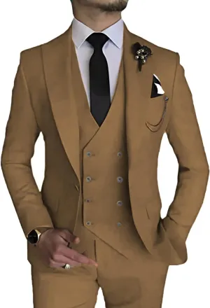 MOGU Mens 3 Piece Suit Slim Fit Tuxedo for Homecoming Wedding Prom Blazer Jacket Vest Pants with Tie Set
