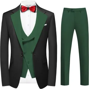 MOGU Mens 3 Piece Suits Slim Fit Tuxedo Suit Set Blazer Vest Pants for Wedding