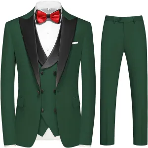 MOGU Mens Tuxedo Suit Set 3 Piece Slim Fit Prom Dinner Blazer Vest Pants Suit Set