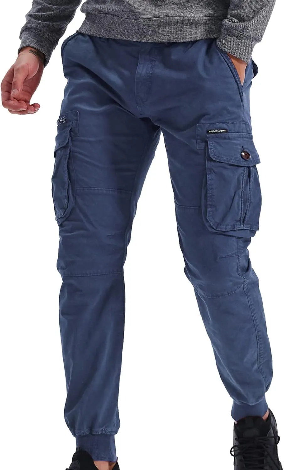 Muscularfit Men Sweatpants Cotton Drawstring Multi Pockets Cargo Pants for Men Outdoor Fashion Casual Joggers Athletic Pants