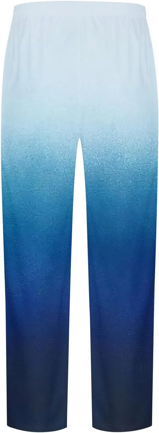 Muscularfit Mens Stretch Pants Casual Loose Drawstring Cotton Linen Straight Legs Fashion Gradient Color Stretch Trousers