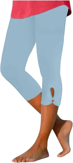 New Leggings for Women Lace Capri Leggings Slim Fit Yoga Pants Soft Lace Hem Stretch Crop Tights for Workout Running