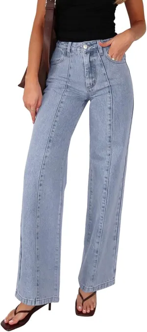NIMIN Wide Leg Jeans for Women High Waisted Baggy Denim Pants Straight Leg Casual Jeans with Pockets