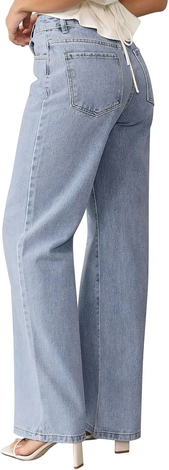 NIMIN Wide Leg Jeans for Women High Waisted Baggy Denim Pants Straight Leg Casual Jeans with Pockets