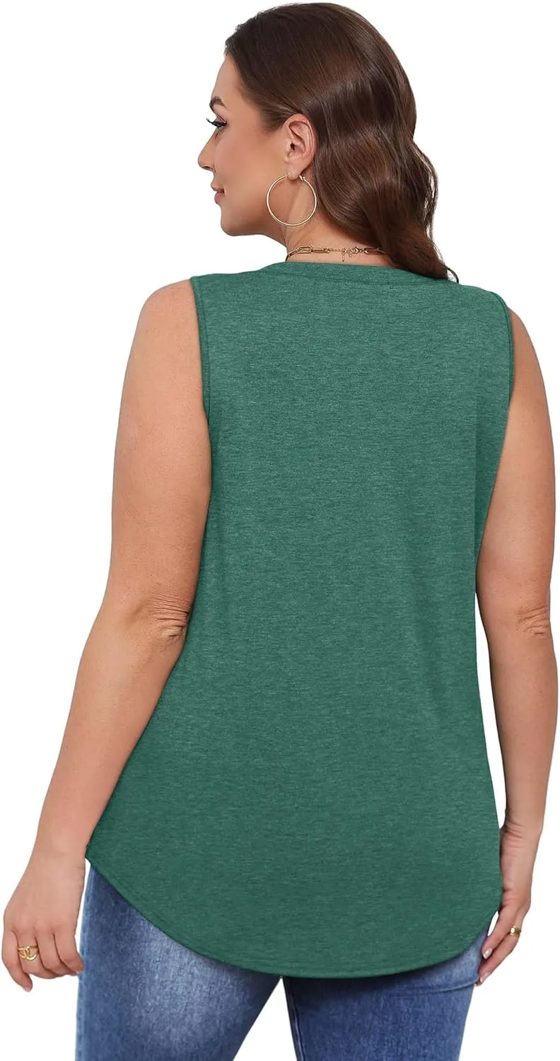 OFEEFAN Womens Tank Tops 2025 Loose Fit Casual V Neck Shirts Flowy Sleeveless Summer Tops