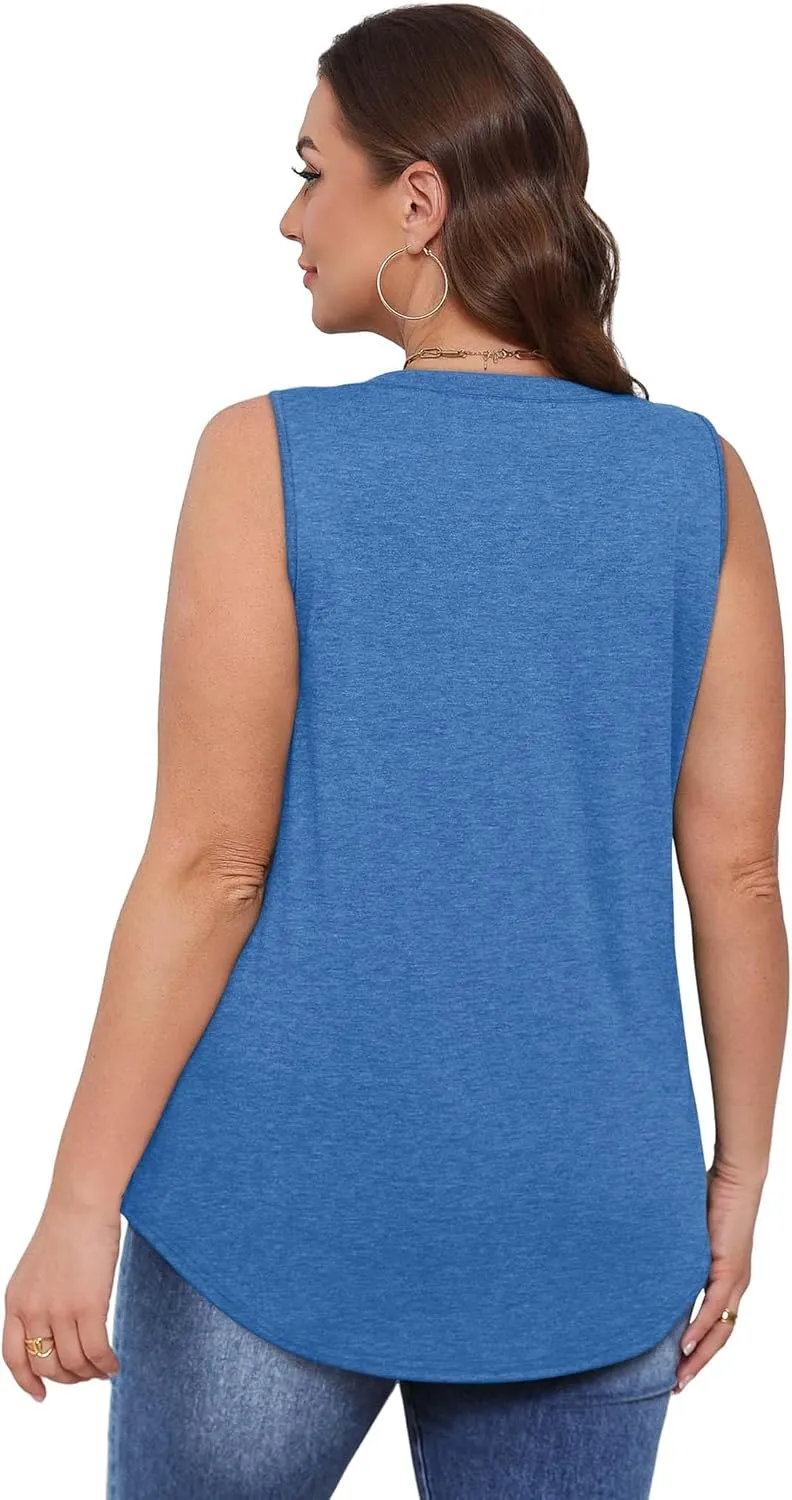 OFEEFAN Womens Tank Tops 2025 Loose Fit Casual V Neck Shirts Flowy Sleeveless Summer Tops