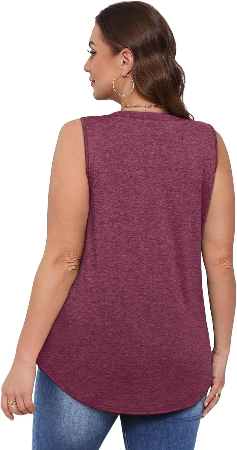 OFEEFAN Womens Tank Tops 2025 Loose Fit Casual V Neck Shirts Flowy Sleeveless Summer Tops
