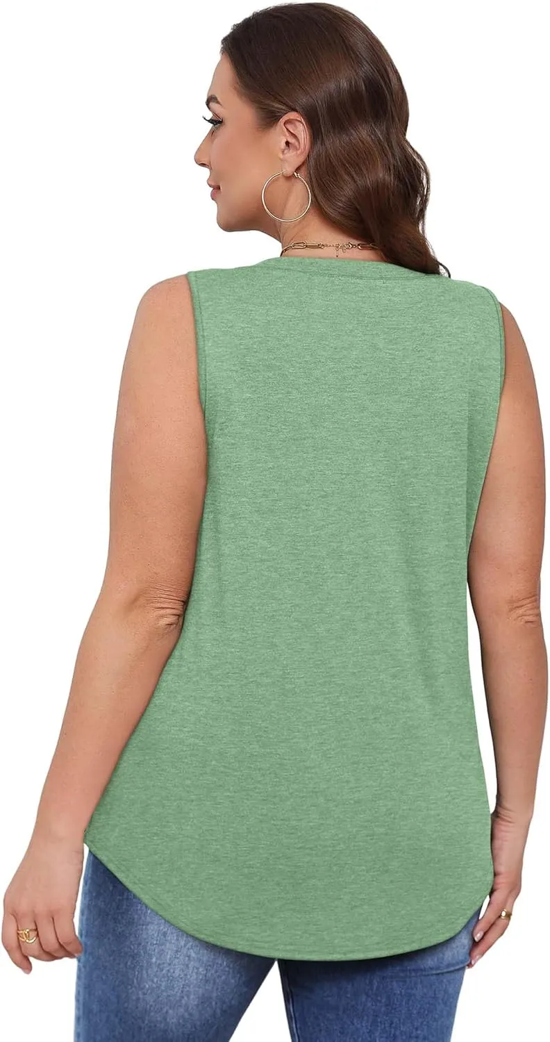OFEEFAN Womens Tank Tops 2025 Loose Fit Casual V Neck Shirts Flowy Sleeveless Summer Tops
