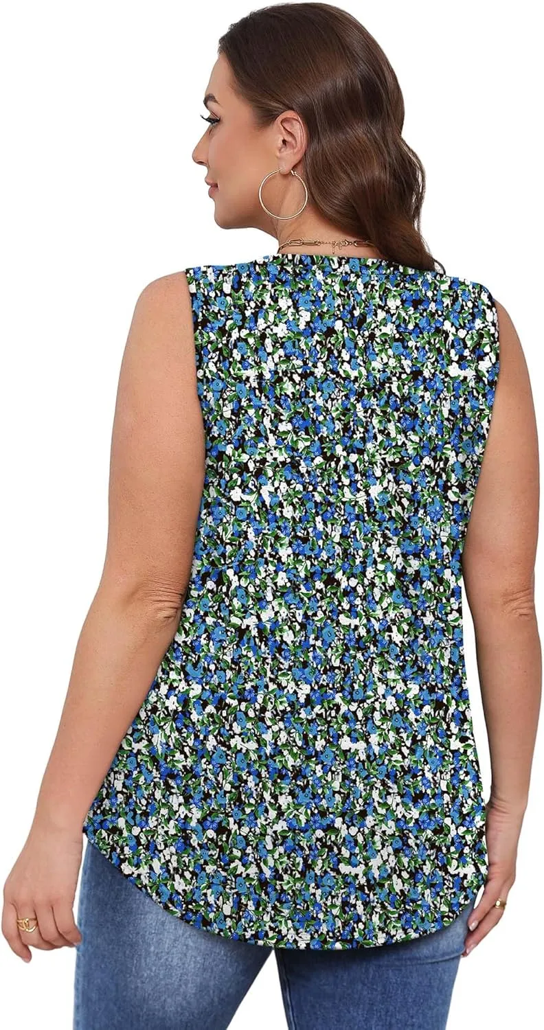 OFEEFAN Womens Tank Tops 2025 Loose Fit Casual V Neck Shirts Flowy Sleeveless Summer Tops