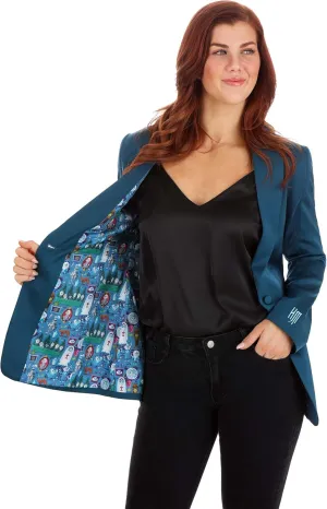 Officially Licensed Disney Haunted Mansion Women's Blazer, Long Sleeved Open Front Business Casual Work Office Jacket