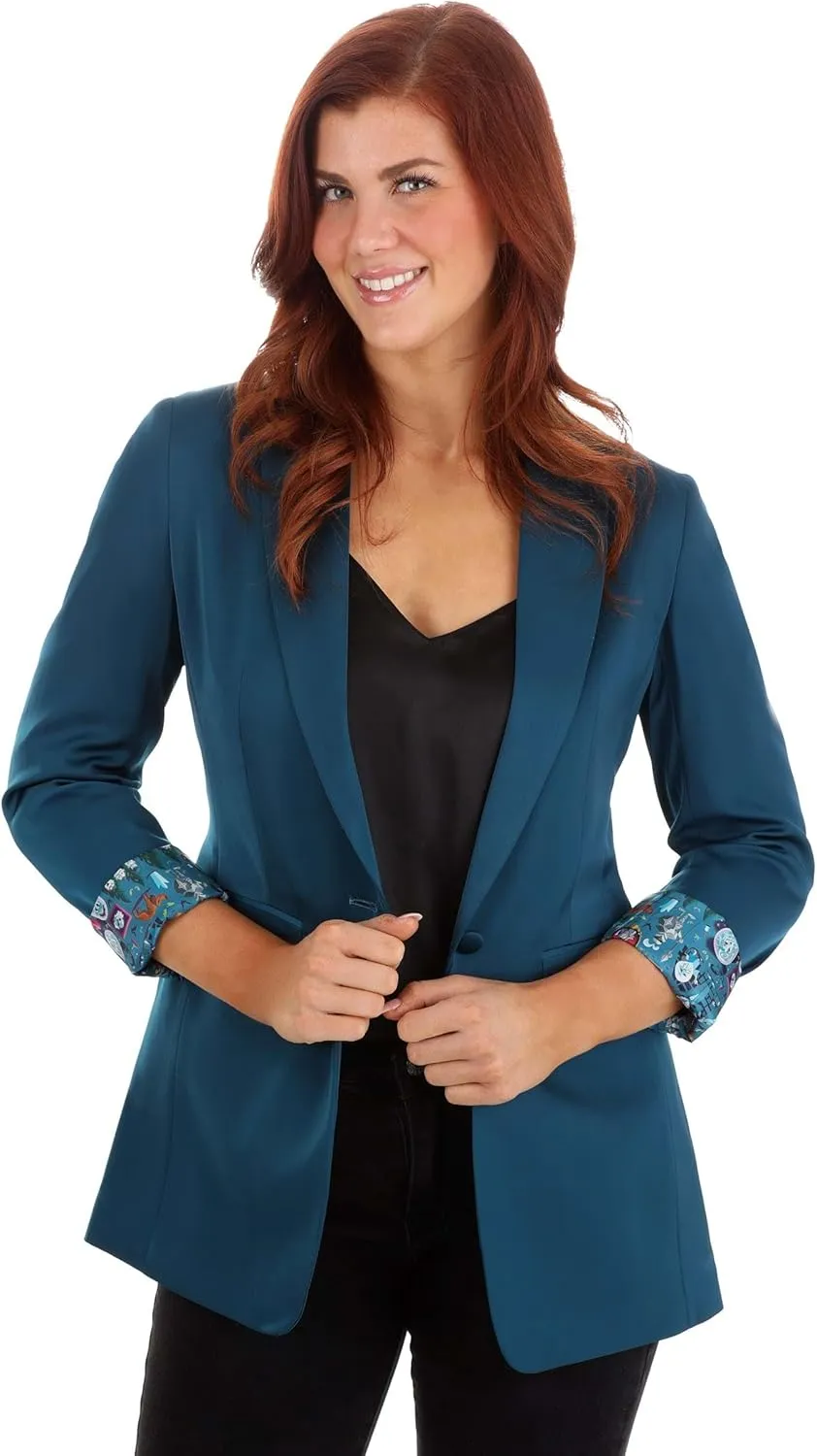 Officially Licensed Disney Haunted Mansion Women's Blazer, Long Sleeved Open Front Business Casual Work Office Jacket