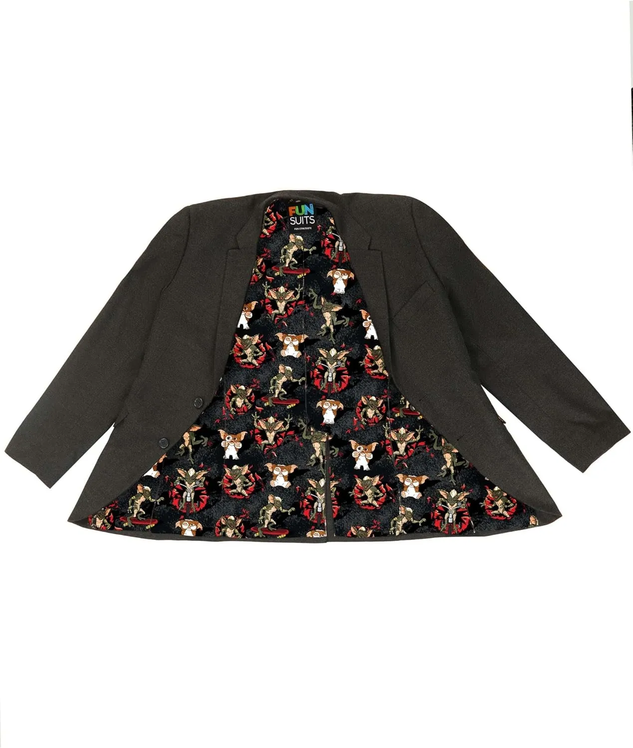 Officially Licensed Gremlins Men's Blazer, Mogwai, Gizmo & Stripe Gremlin Pattern Long Sleeve Fun Casual Work Jacket