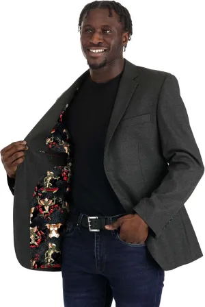 Officially Licensed Gremlins Men's Blazer, Mogwai, Gizmo & Stripe Gremlin Pattern Long Sleeve Fun Casual Work Jacket