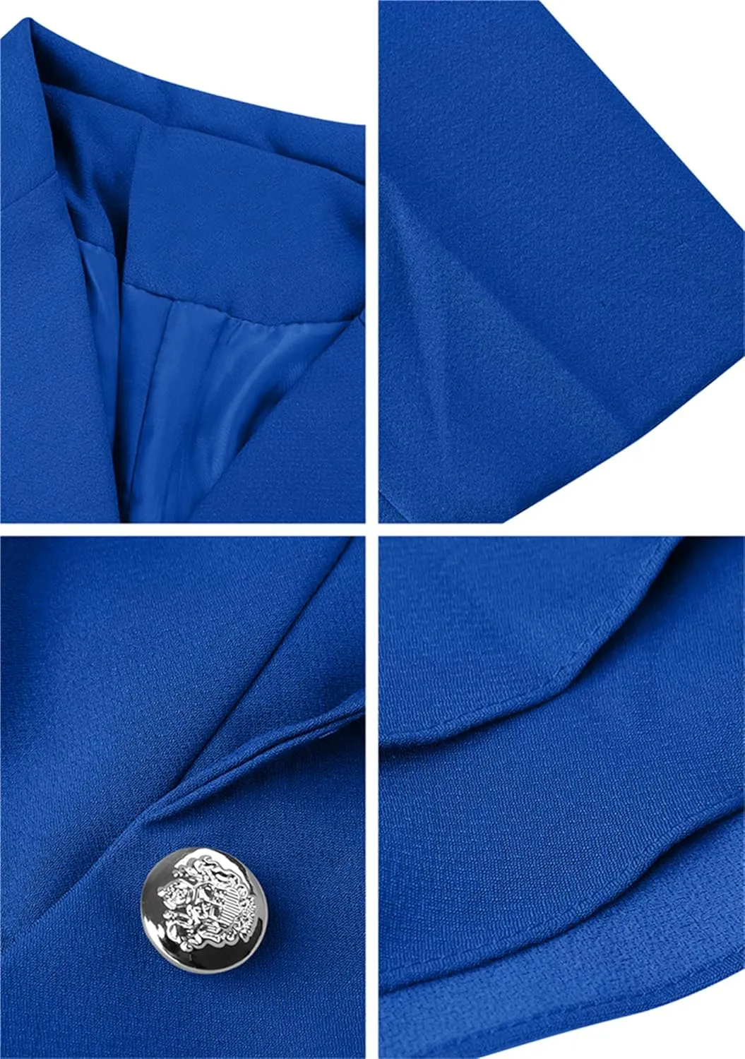 OMZIN Women's Casual Long Sleeve Blazer Work Office Blazer Ruffled Back Blazer Solid Button Coat