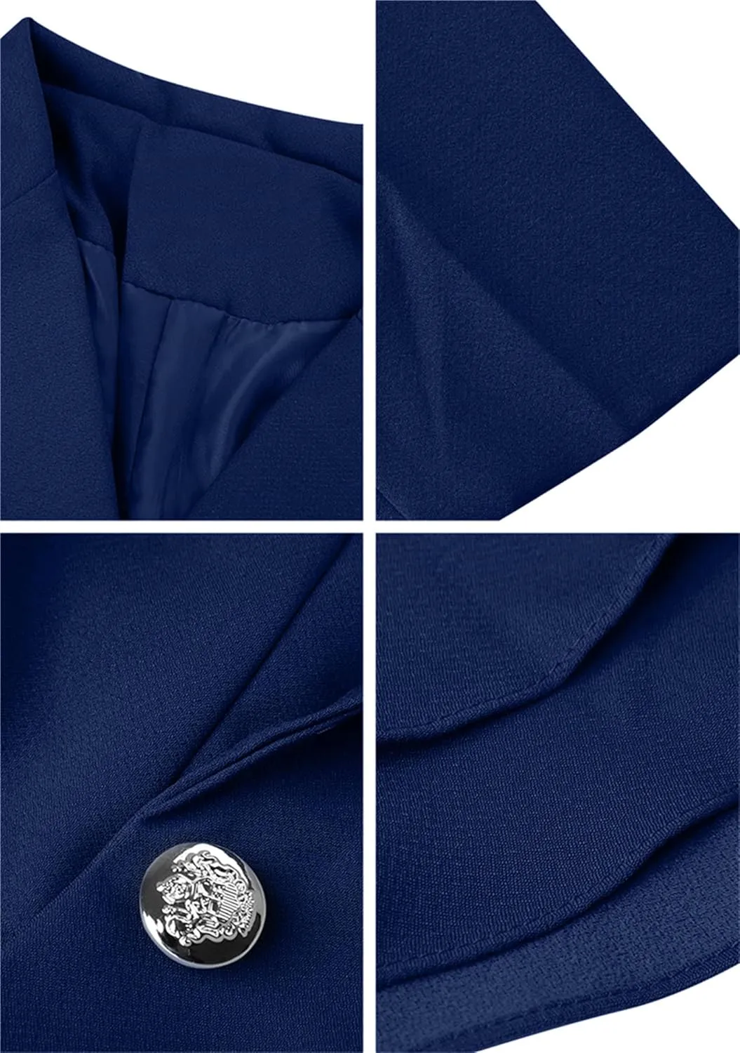 OMZIN Women's Casual Long Sleeve Blazer Work Office Blazer Ruffled Back Blazer Solid Button Coat