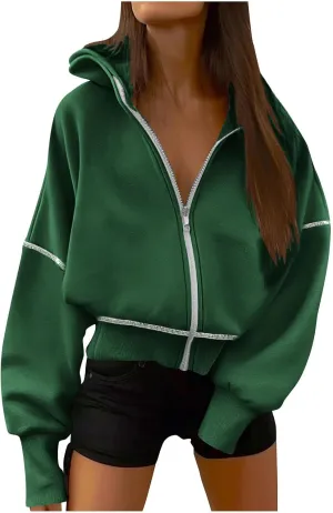 Oversized Hoodies For Women Loose Fit Full Zip Oversized Jacket Lightweight Baggy Casual Trendy Pullover Sweatshirt