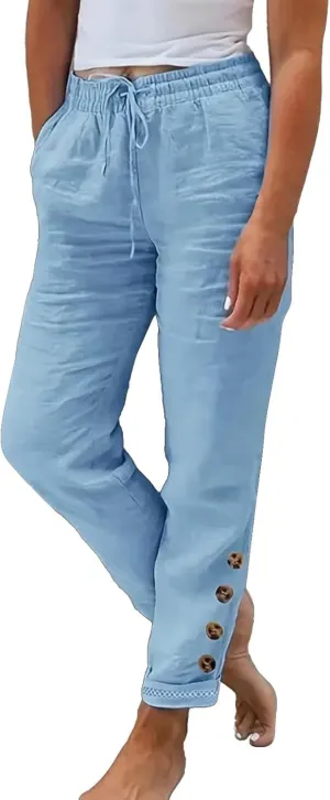 Pants Linen Women Summer Cotton Linen Summer Pant Womens Lightweight Cotton Trousers for Summer