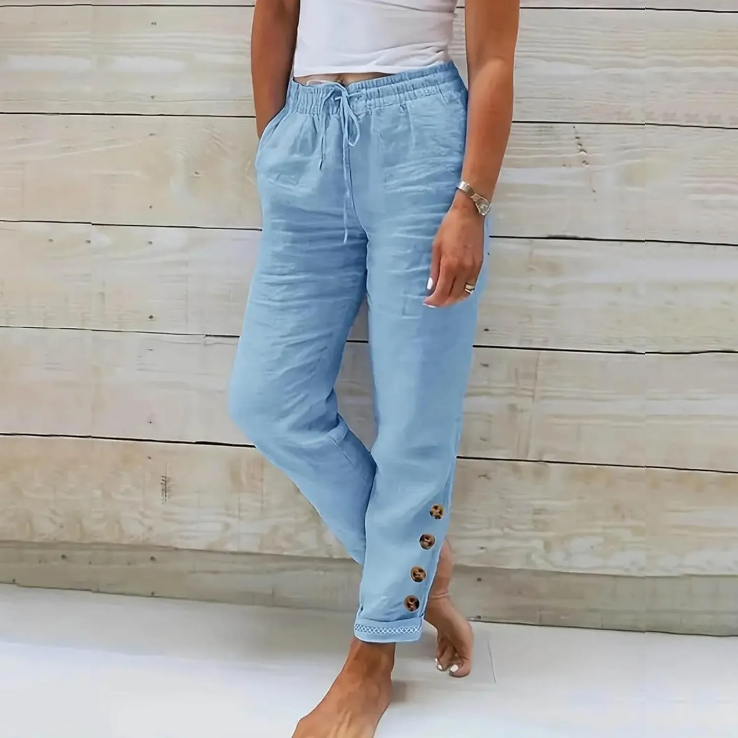 Pants Linen Women Summer Cotton Linen Summer Pant Womens Lightweight Cotton Trousers for Summer