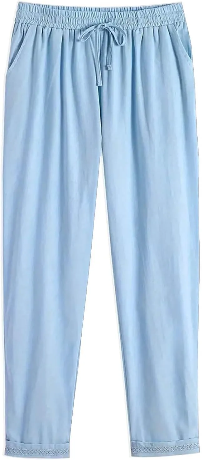 Pants Linen Women Summer Cotton Linen Summer Pant Womens Lightweight Cotton Trousers for Summer
