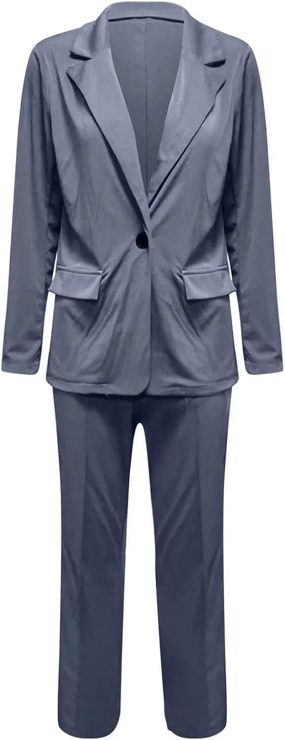 Pants Suits for Women Dressy 2 Piece Casual Plus Size Open Front Blazer Pant Suit Set Wedding Prom Work Business Suit