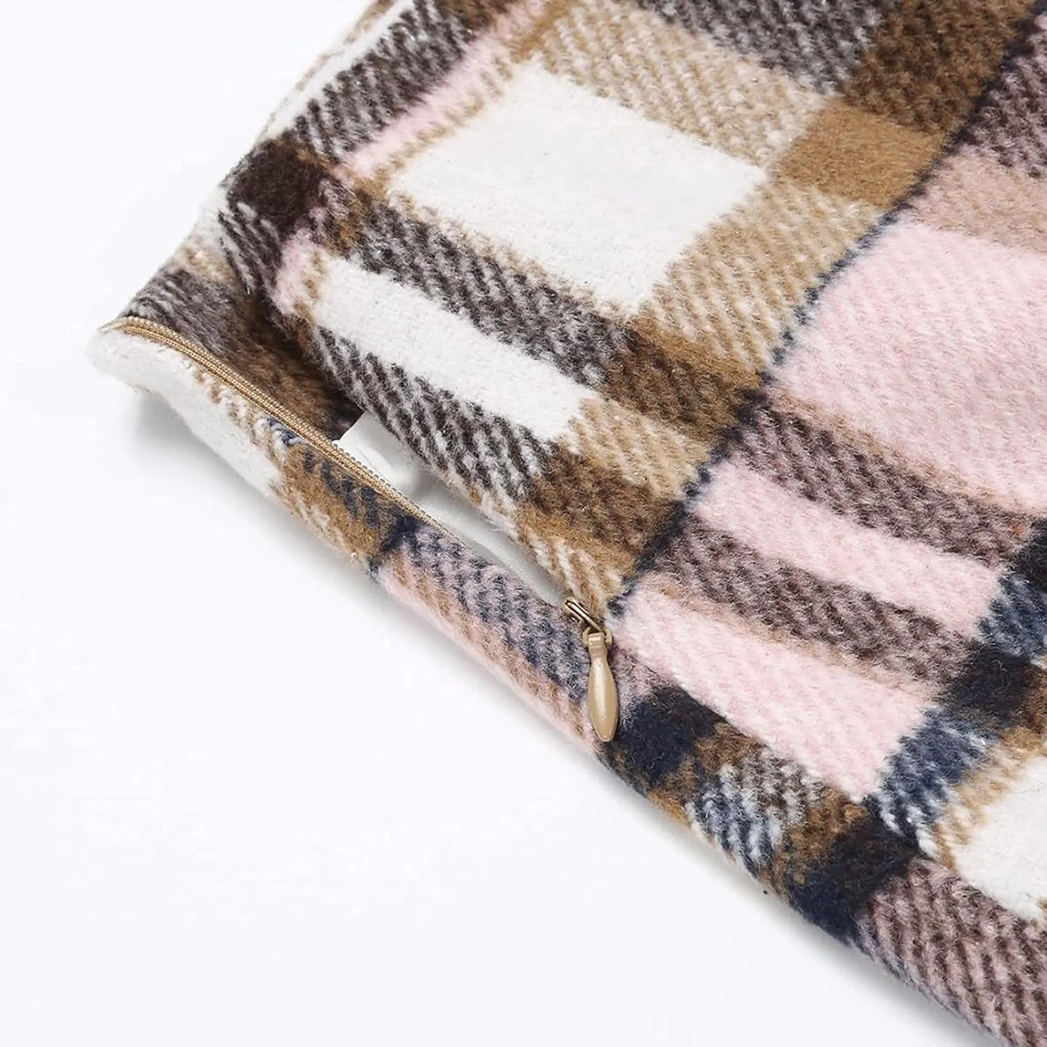 Plaid Skirts for Women Fall High Waisted Wool Bodycon Mini Skirt Casual Trendy Tweed Pencil Skirt A Line Skirt