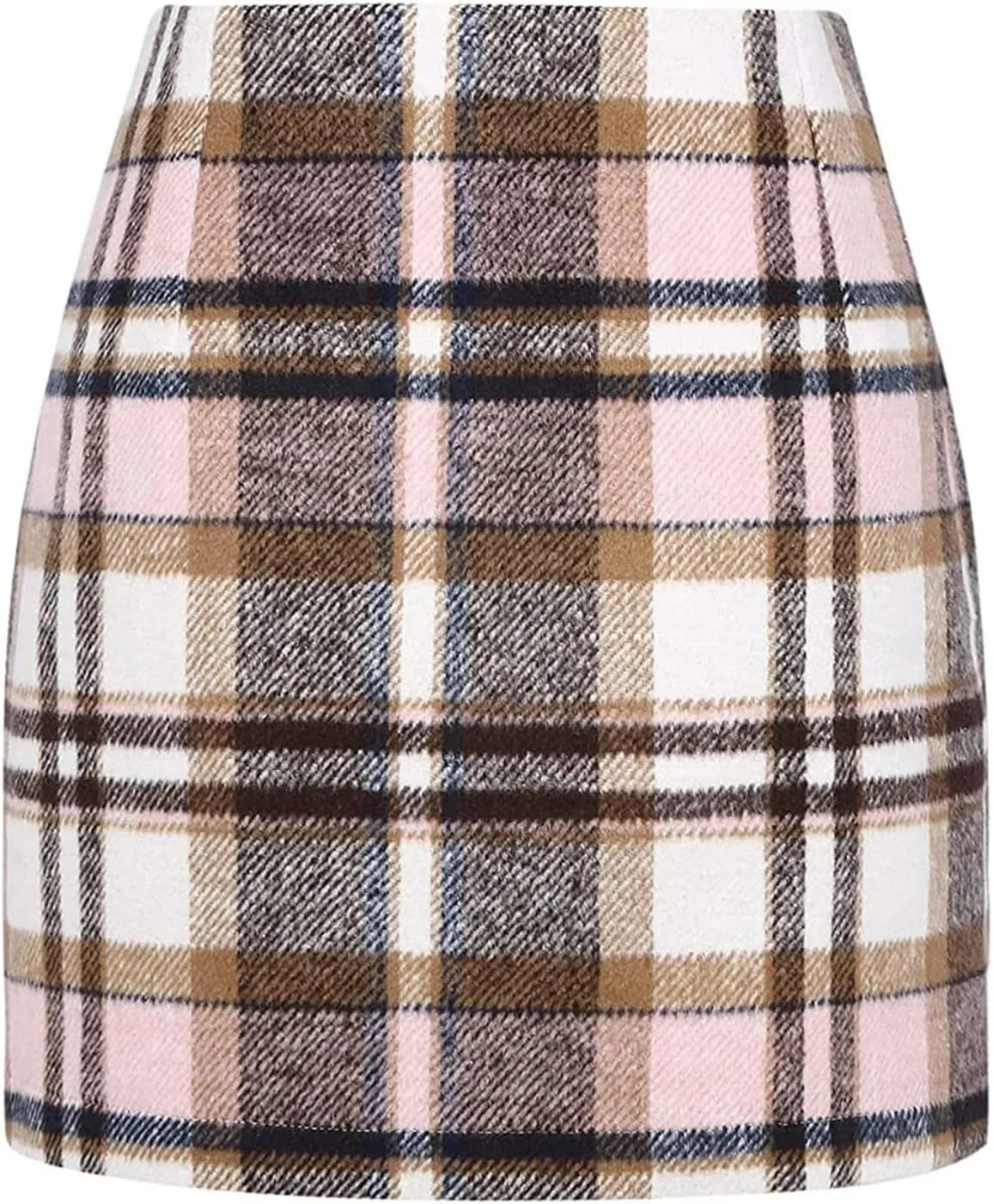 Plaid Skirts for Women Fall High Waisted Wool Bodycon Mini Skirt Casual Trendy Tweed Pencil Skirt A Line Skirt