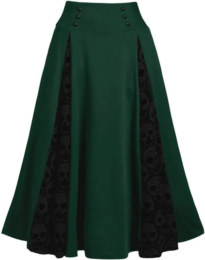 Pleated Skirt Gothic Skirt Waist Women High Plus Midi Patchwork Size Lace Skirt Denim Skirts for Women