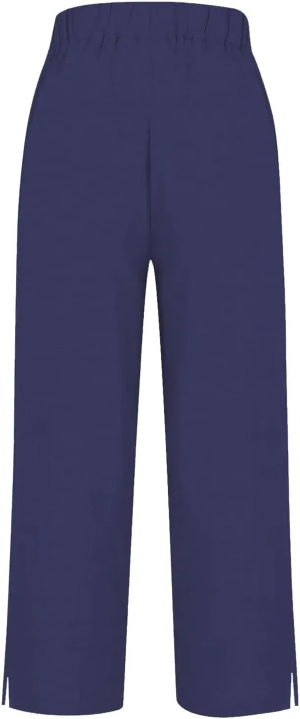 Plus Size Linen Pants for Women High Waisted Drawstring Cropped Capri Pants Casual Summer Work Pants Trousers 2025