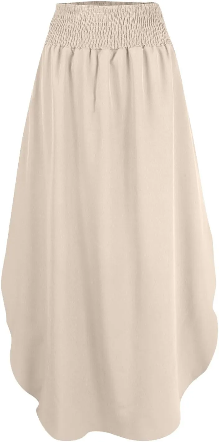 Plus Size Skirt Flowy High Waisted Maxi Skirts Asymmetrical Tummy Control with Slit for Women Casual Trendy Summer